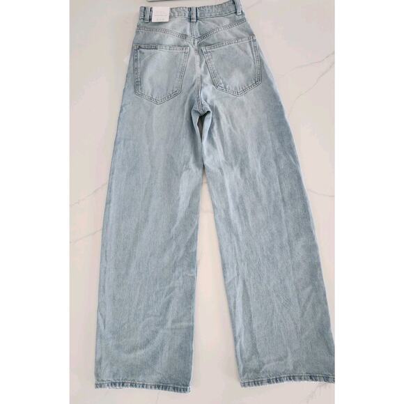 NWT Zara High Rise extra wide-leg blue jeans size 0 Light Blue Wash 31" Inseam - Picture 6 of 10